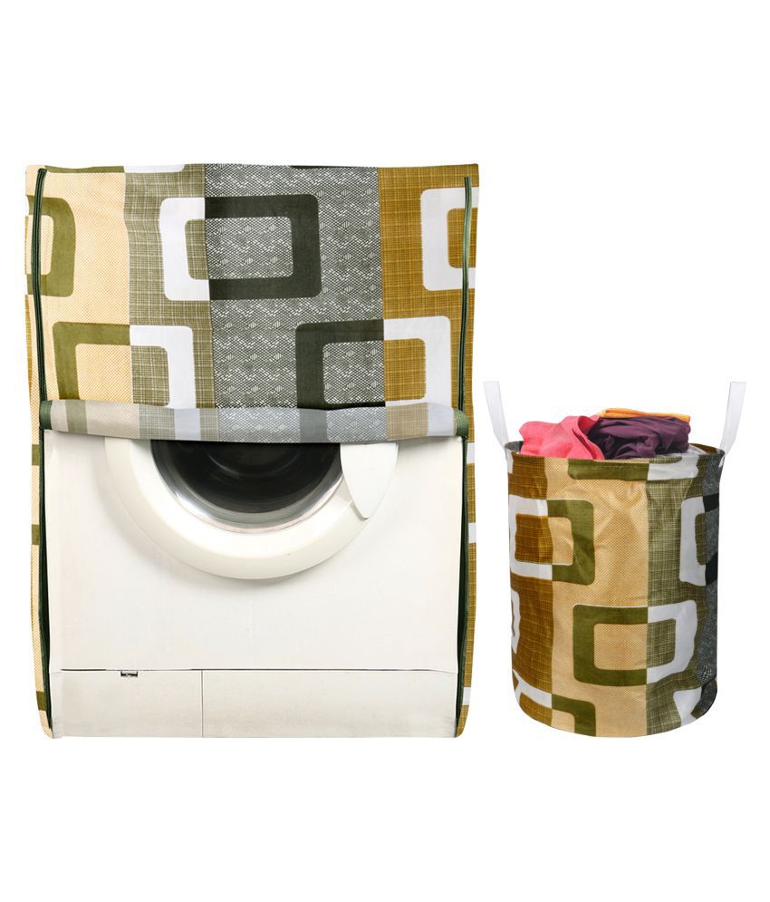     			E-Retailer Set of 2 Polyester Green Washing Machine Cover for Universal 8 kg Front Load