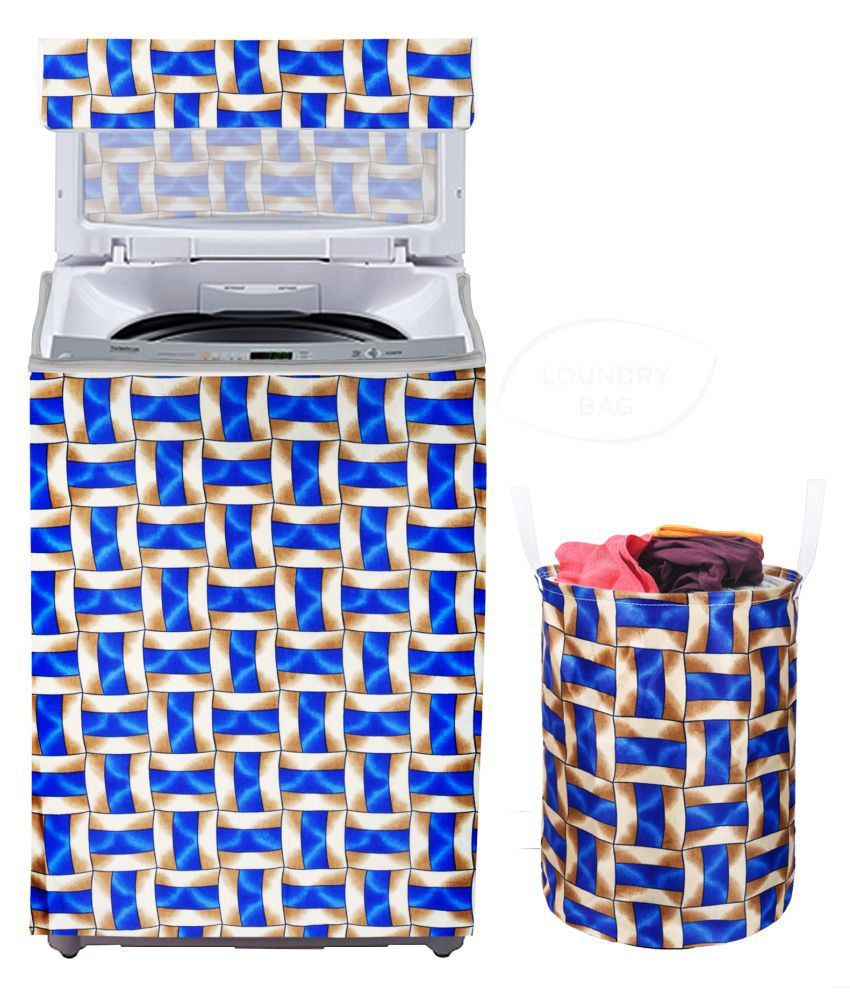     			E-Retailer Set of 2 Polyester Blue Washing Machine Cover for Universal 8 kg Top Load
