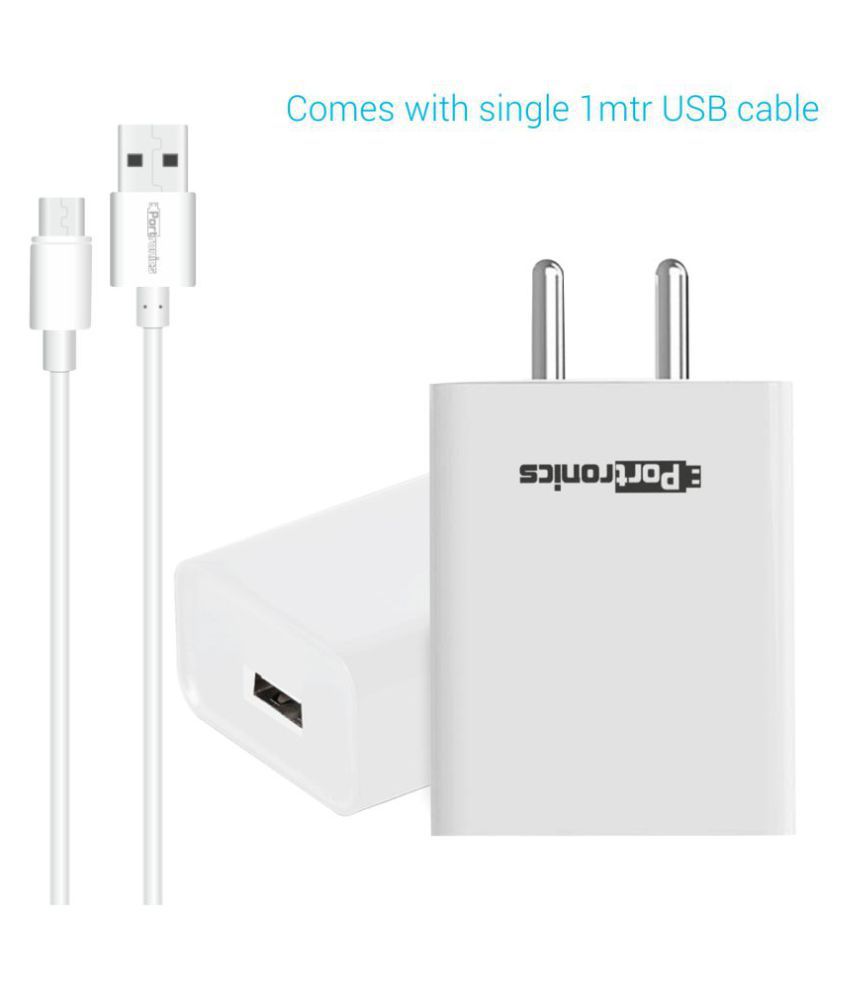     			Portronics Adapto 62:2.4 A Charger With Single USB Port ,White (POR 1062)