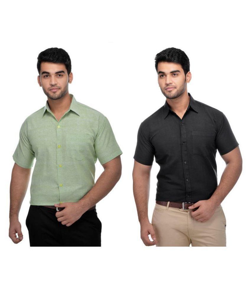     			DESHBANDHU DBK Cotton Regular Fit Half Sleeves Men's Formal Shirt - Multi ( Pack of 2 )