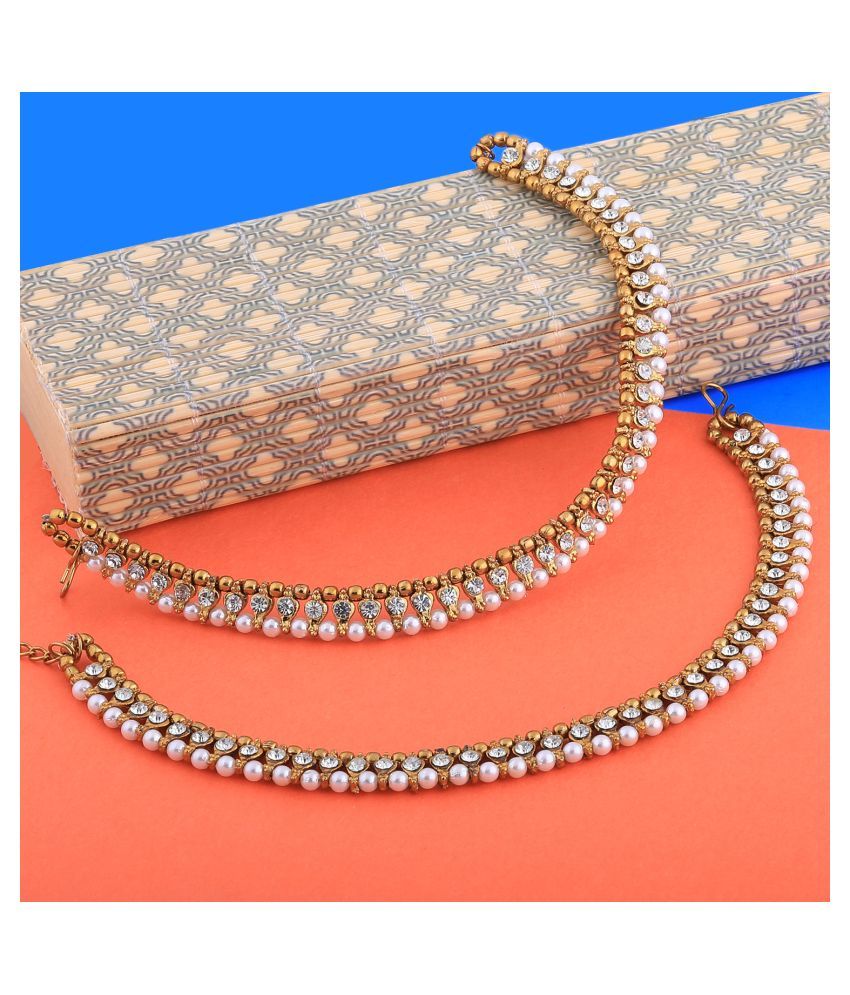 Gold plated White Diamond Anklet for Women And Girl Buy Gold plated