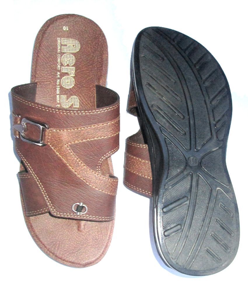 AERO STYLE Brown Synthetic Leather Sandals Price in India- Buy AERO STYLE Brown Synthetic 