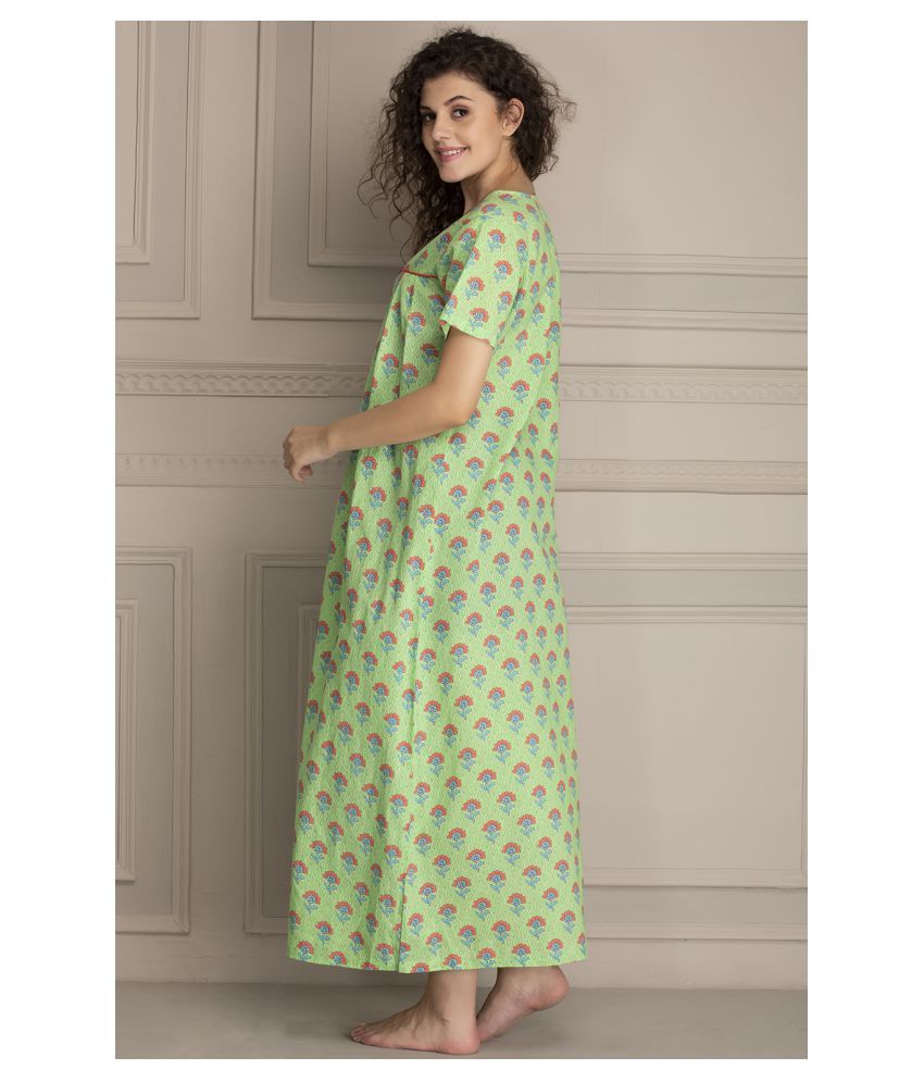 Buy Clovia Cotton Night Dress - Green Online at Best Prices in India - Snapdeal