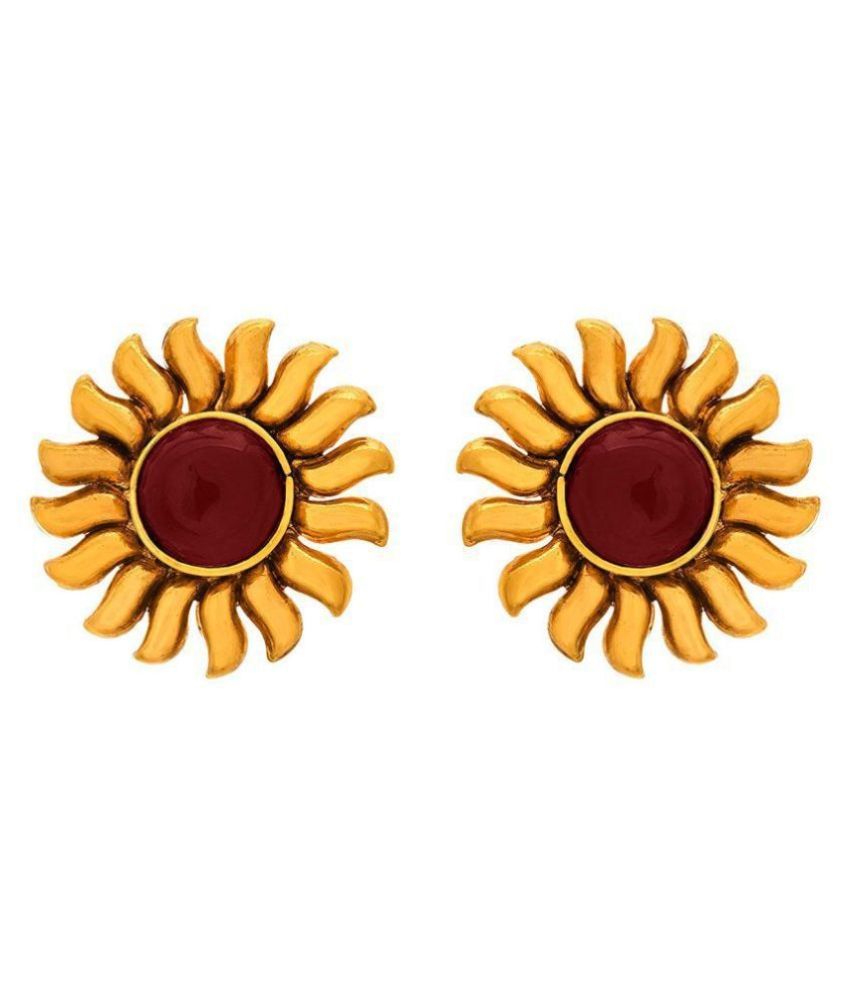     			JFL - Jewellery for Less Green 1 g Gold Plated Traditional Ethnic Sun Designer Stud Earring for Women and Girls