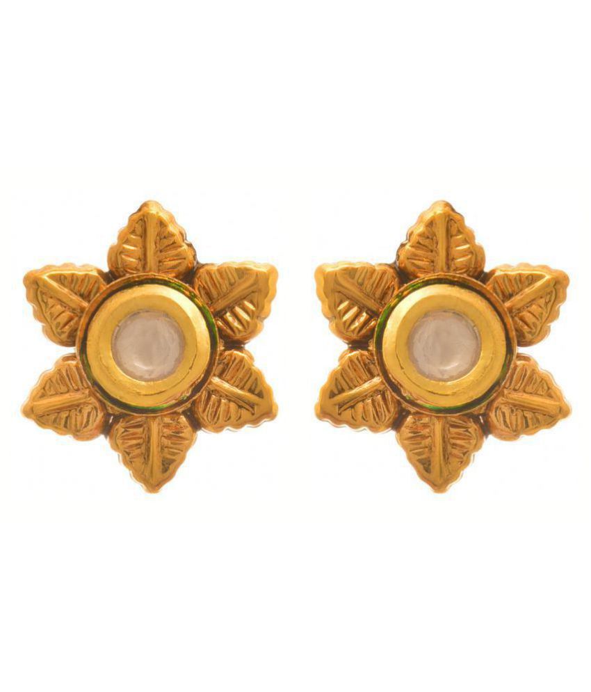     			JFL - Traditional Ethnic One Gram Gold Plated Kundan Designer Stud Earring for Women & Girls