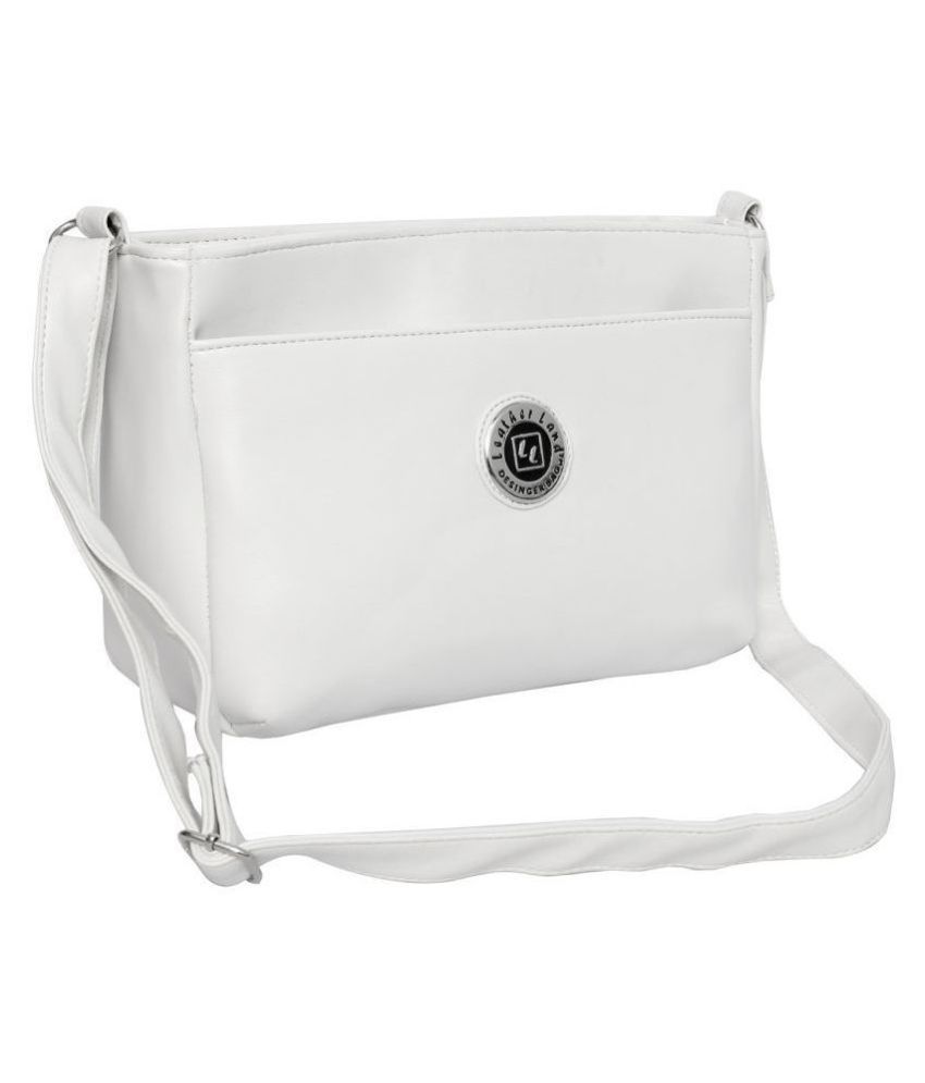     			Leather Land - White Artificial Leather Sling Bag