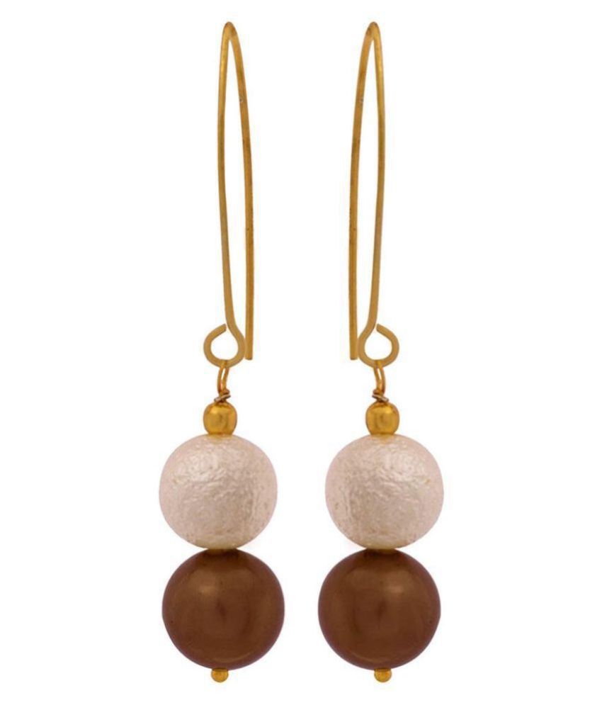     			One Gram Gold Plated Designer Matt Pearl Metallic Brown Pearl Earring for Women & Girls