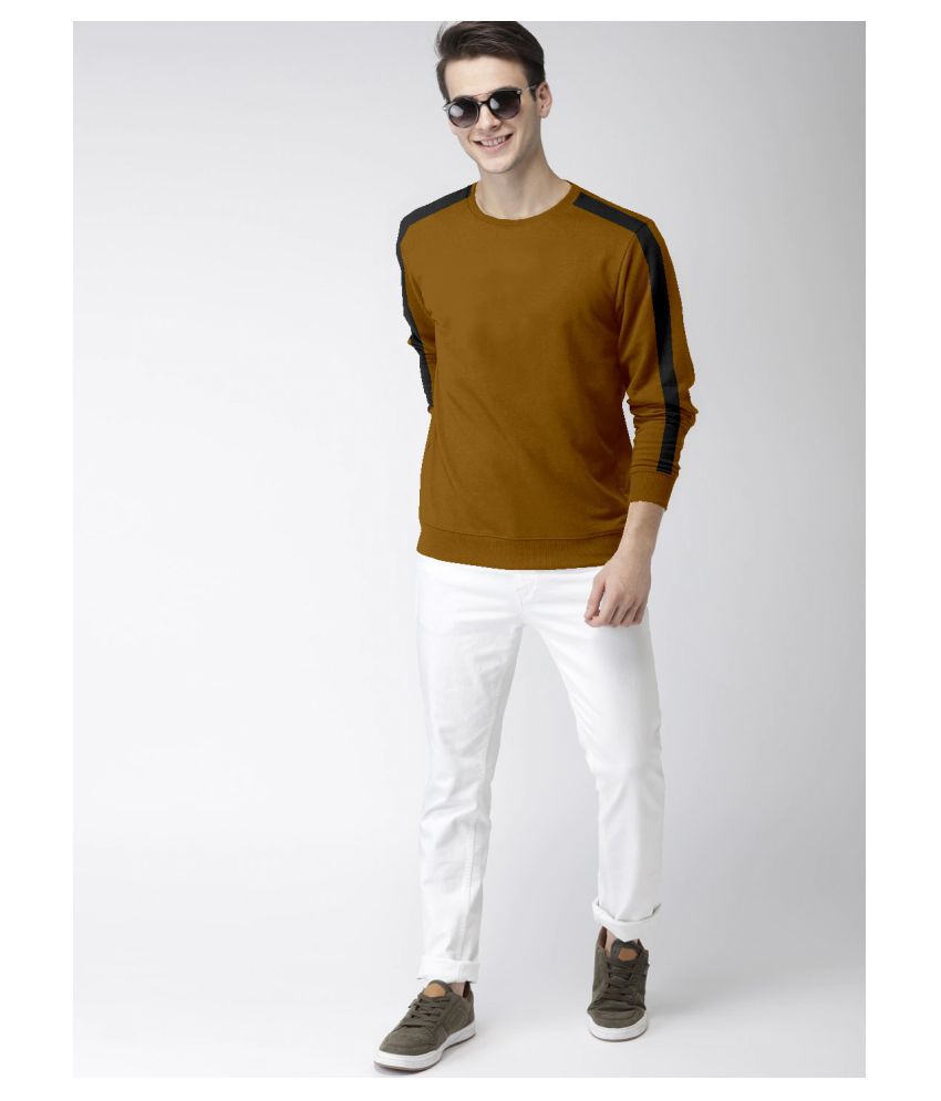     			P&V CREATIONS Cotton Blend Khaki Striper T-Shirt