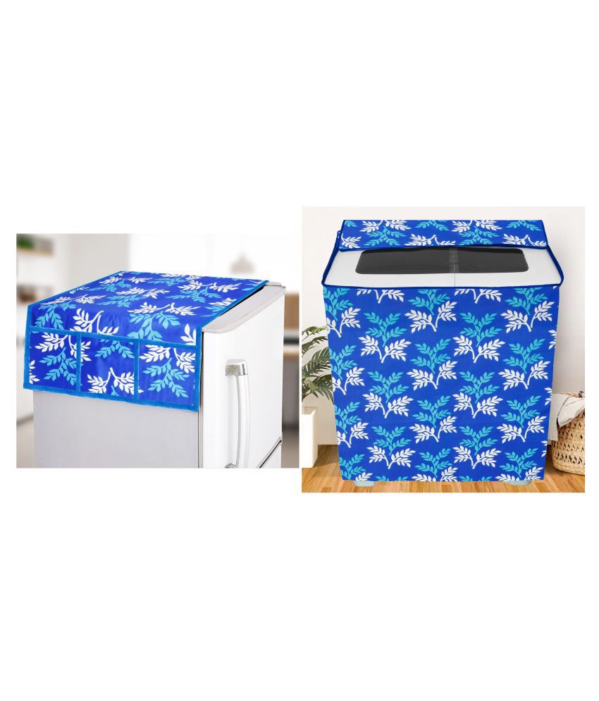     			E-Retailer Set of 2 Polyester Blue Washing Machine Cover for Universal Semi-Automatic