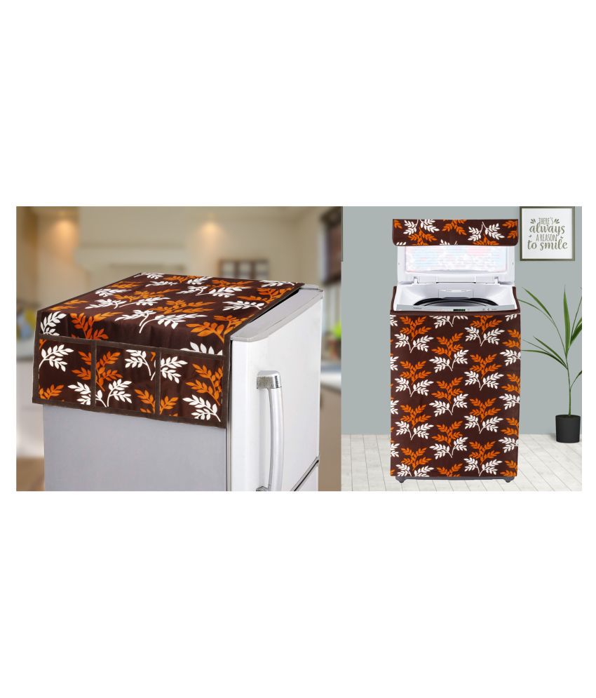     			E-Retailer Set of 2 Polyester Brown Washing Machine Cover for Universal Top Load