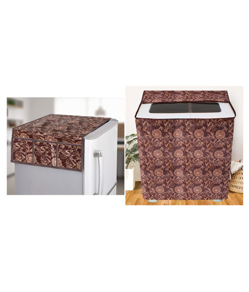     			E-Retailer Set of 2 PVC Brown Washing Machine Cover for Universal Semi-Automatic