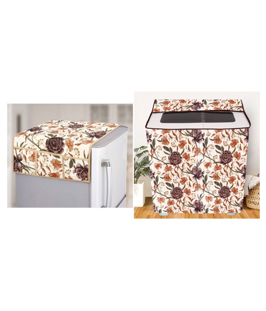     			E-Retailer Set of 2 Polyester Brown Washing Machine Cover for Universal Semi-Automatic