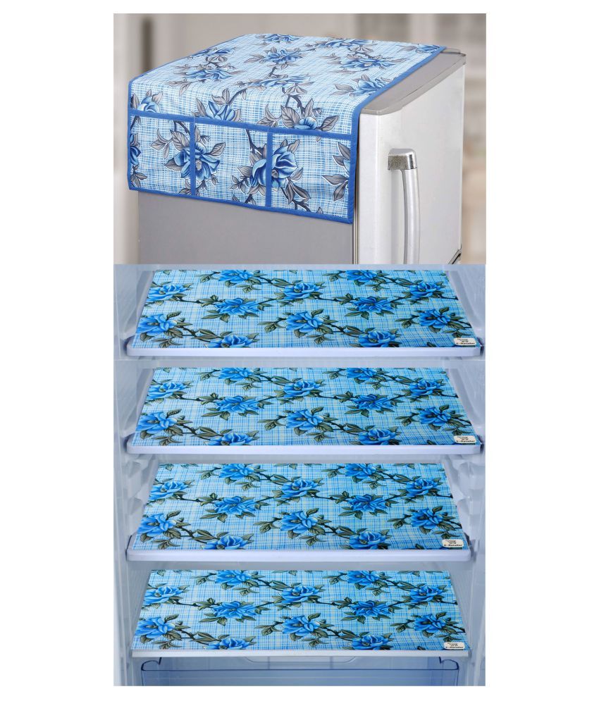     			E-Retailer Set of 5 Polyester Blue Fridge Top Cover