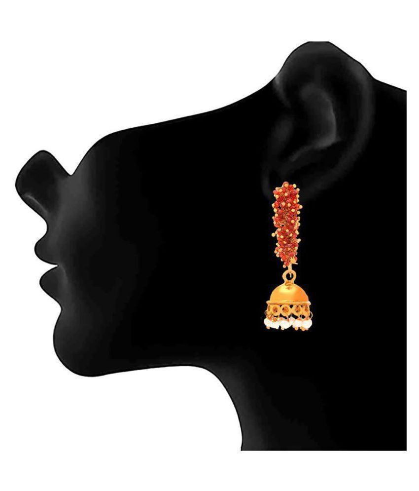     			JFL - Jewellery For Less Golden Jhumki Earrings ( Pack of 1 )