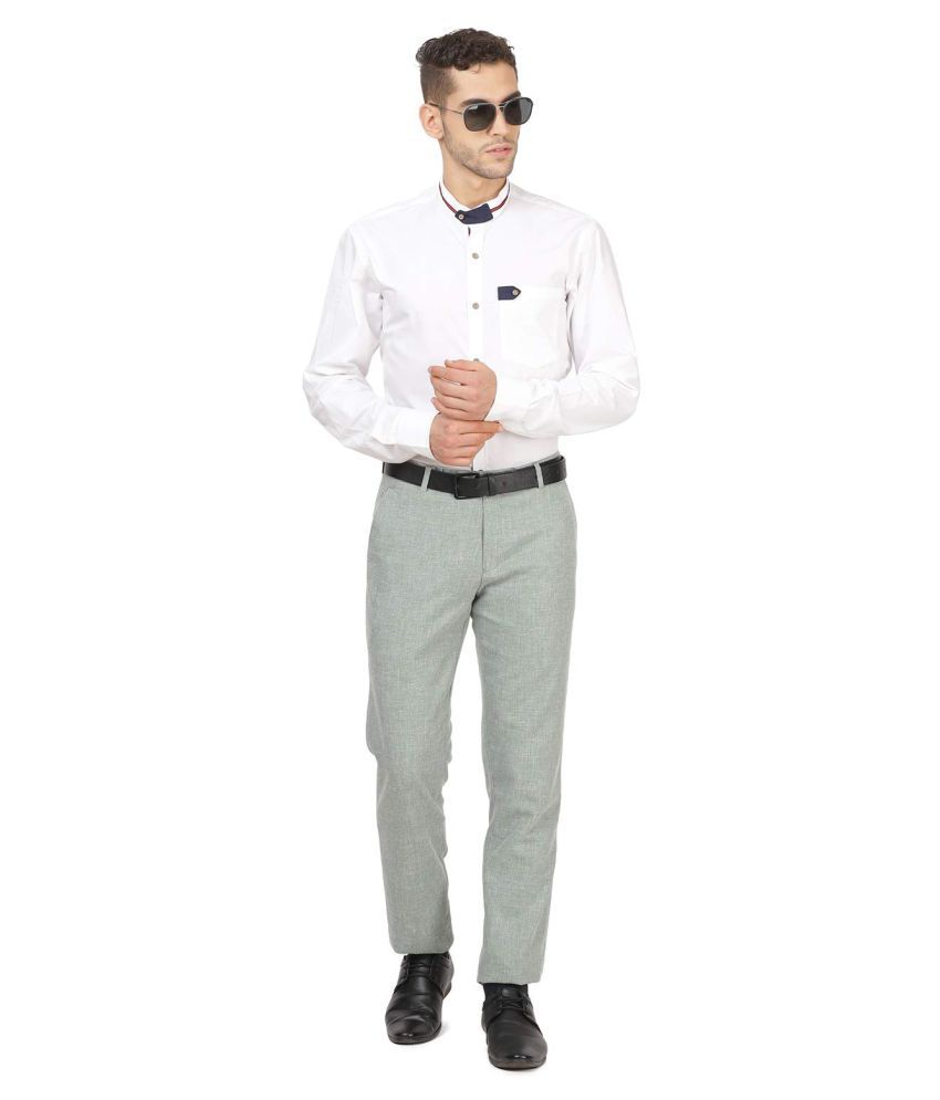 green slim fit trousers