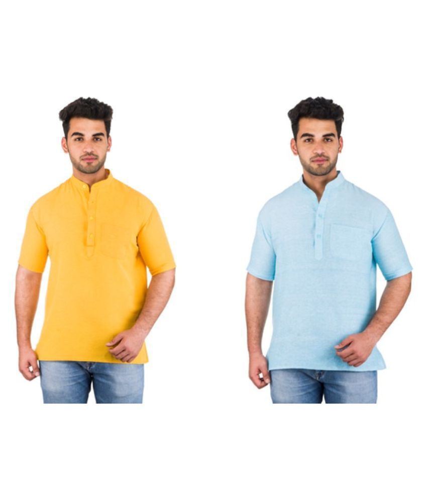     			DESHBANDHU DBK Multi 100 Percent Cotton Kurta Pack of 2