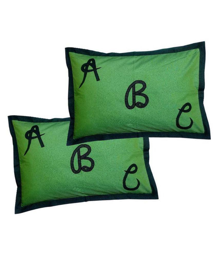     			Hugs'n'Rugs - Regular Green Cotton Pillow Covers 60*40 ( Pack of 2 )