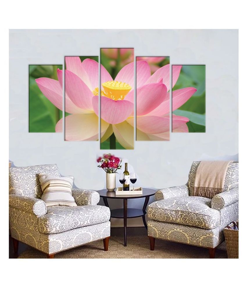 KALARKARI Lotus flower VASTU painting multi panel with MDF stretch ...