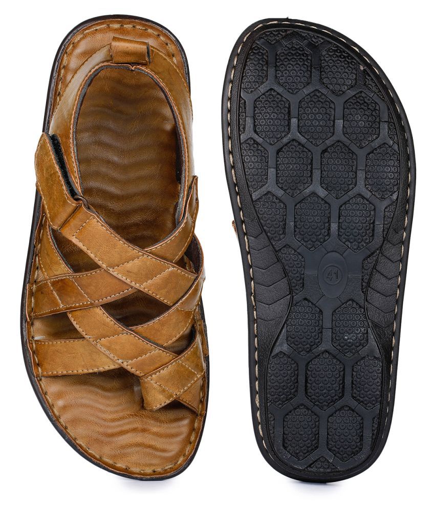 Bruno Manetti Brown Faux Leather Sandals Price in India- Buy Bruno ...