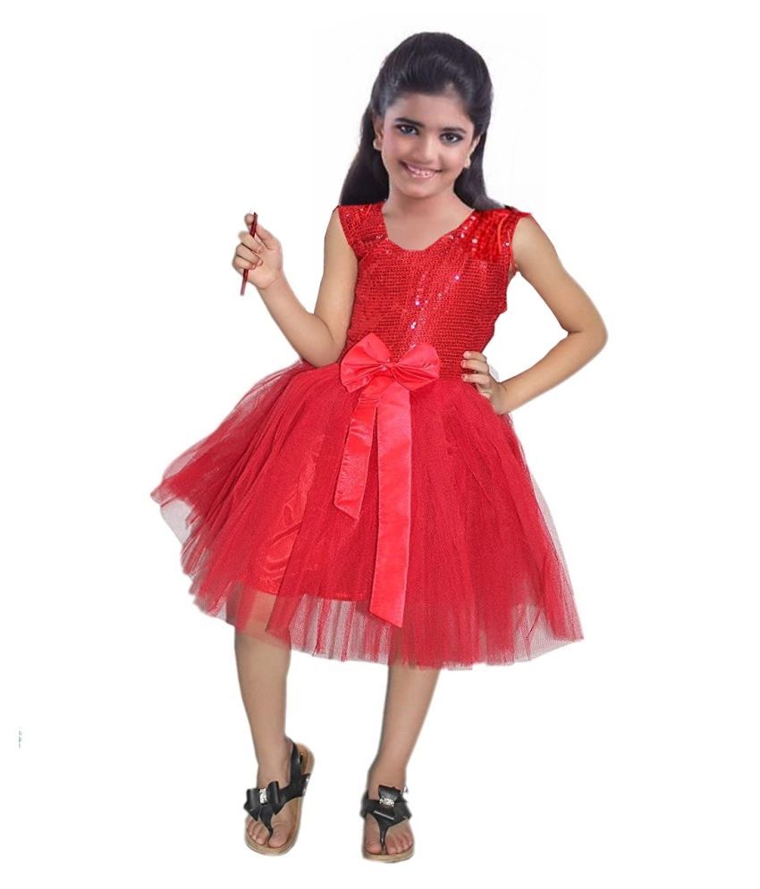 Muskan Red & White Net Frock Fancy Dress - Buy Muskan Red & White Net ...