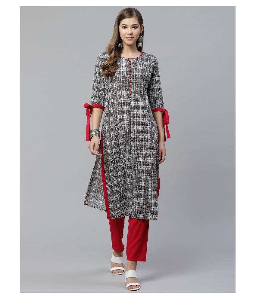     			Yash Gallery - White Cotton Blend Women's Straight Kurti