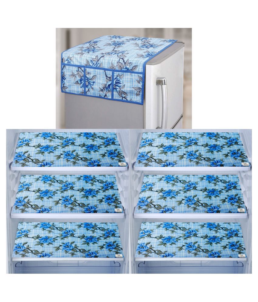     			E-Retailer Set of 7 Polyester Blue Fridge Top Cover