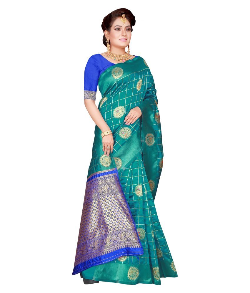 SHREE TRENDLINE Blue Art Silk Saree - Buy SHREE TRENDLINE Blue Art Silk ...