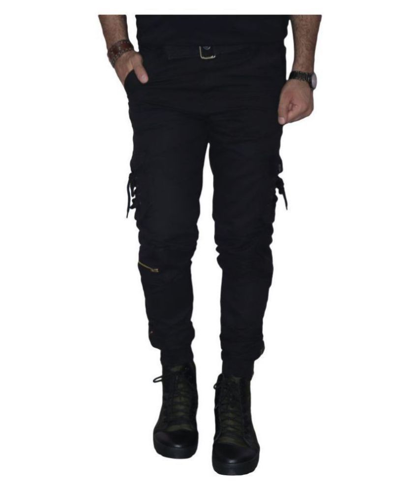 low rise black cargos