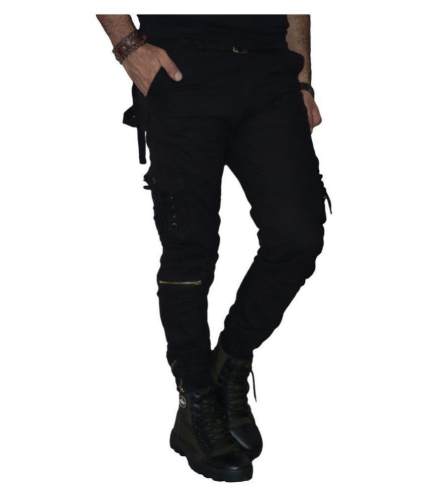 low rise black cargos