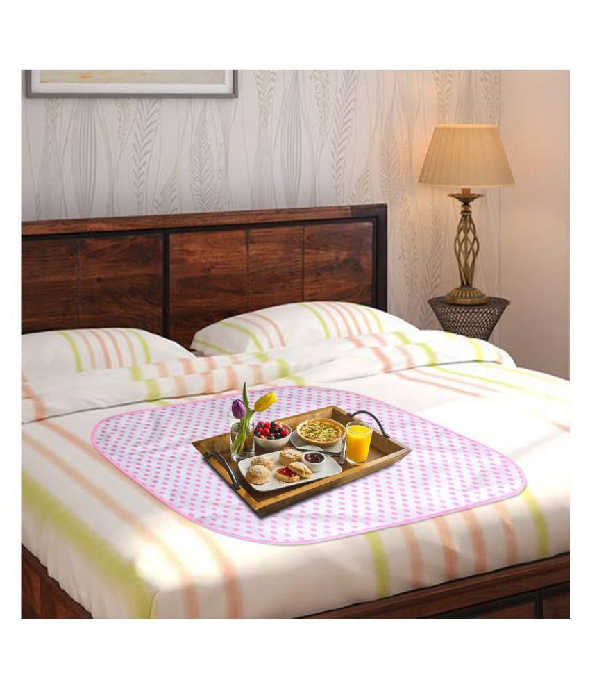 PrettyKrafts Bed Server for Home or Travel Purpose, Food Mats, Bedsheet Protector, Good for 6 Pax, Large Size, Polka Pink