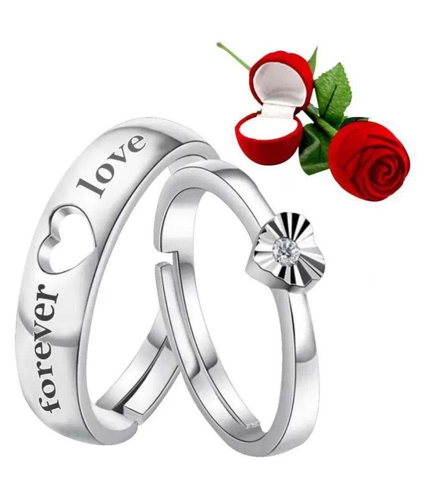 Buy King & Queen Sterling Silver Swarovski Crystal Adjustable Couple Love Rings  Online at Low Prices in India - Paytmmall.com