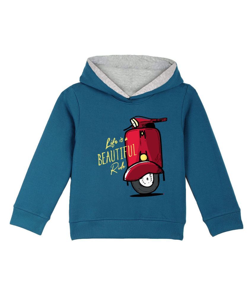     			Naughty Ninos Girls Blue Printed Hooded Sweatshirt