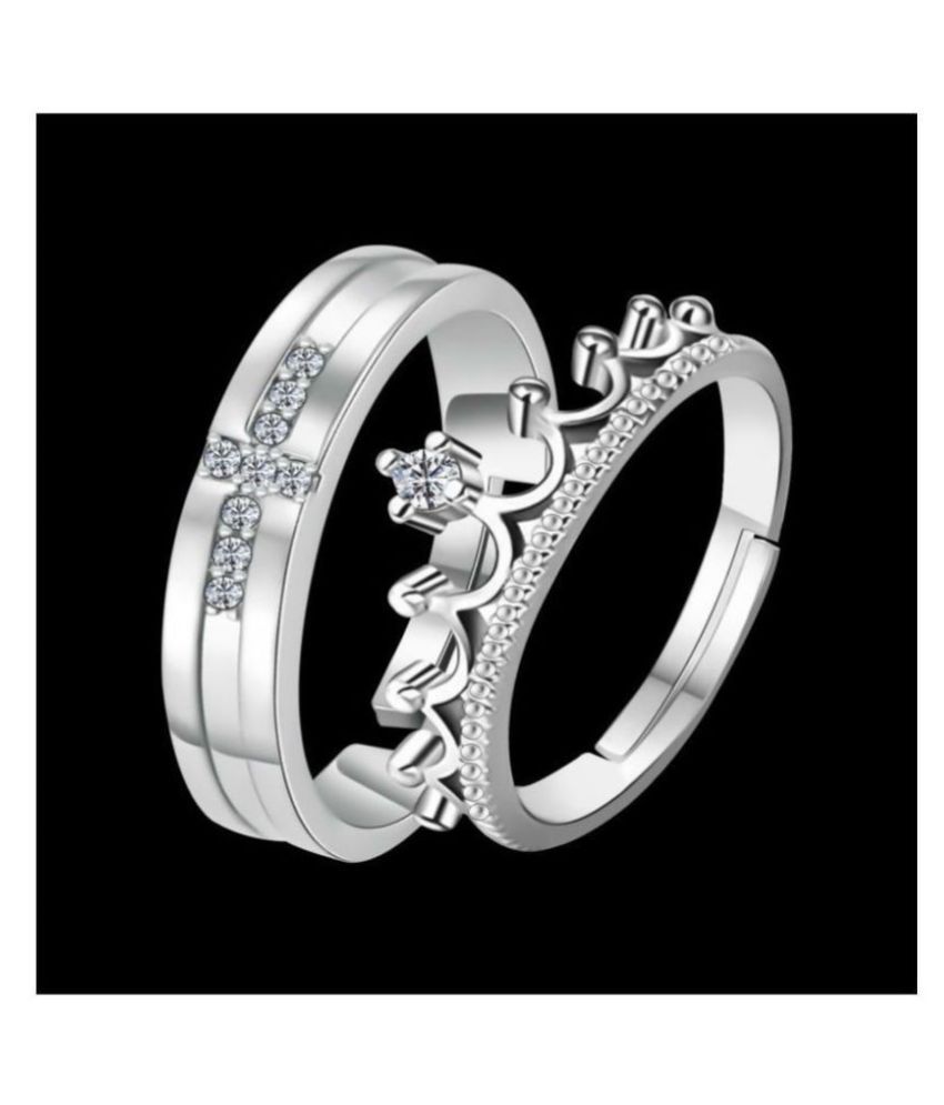     			SILVERSHINE Silverplated  Exclusive His and Her Adjustable proposal couple ring For Men And Women Jewellery