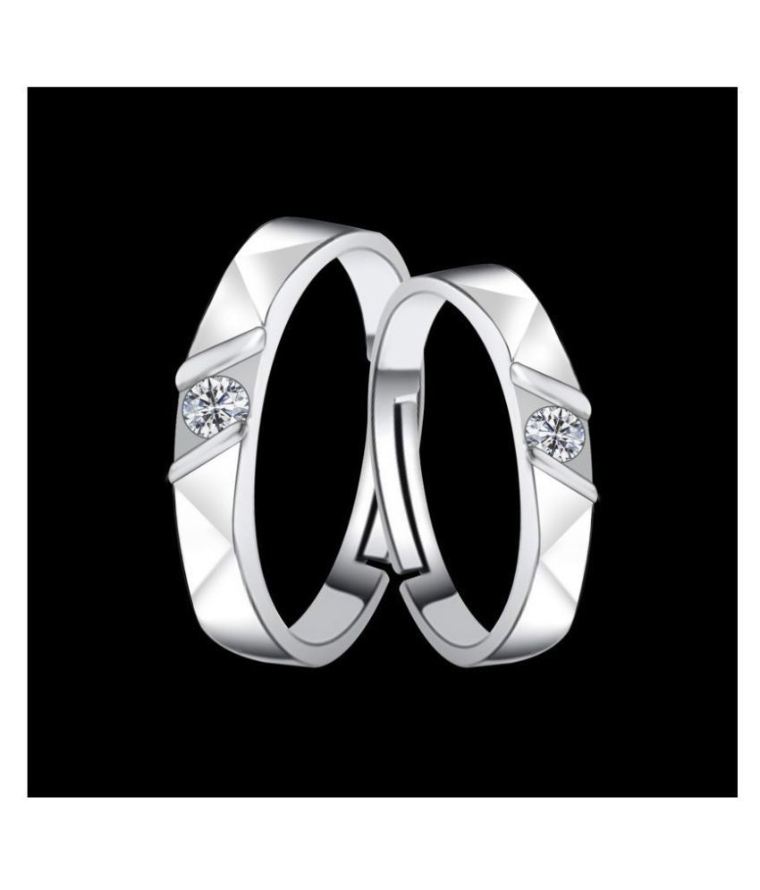     			SILVERSHINE Silverplated Fashionista Solitaire His and Her Adjustable proposal couple ring For Men And Women Jewellery