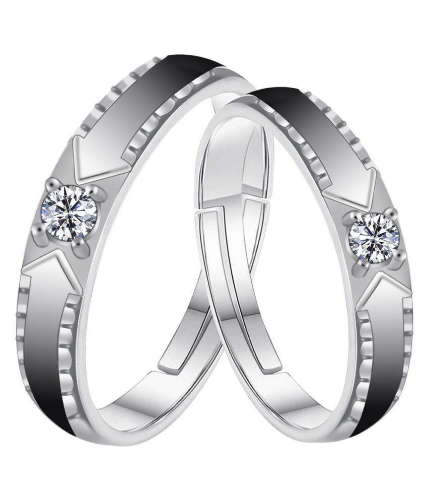     			SILVERSHINE Silverplated Loveble Solitaire His and Her Adjustable proposal couple ring For Men And Women Jewellery