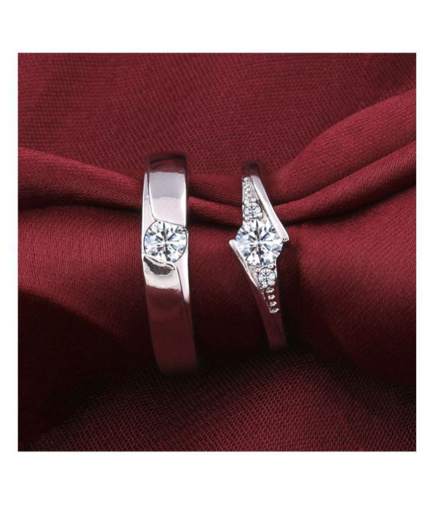     			SILVERSHINE silverplated Gorgeous Diamond His and Her Adjustable Proposal Diamond Couple Ring for Men and Women Jewellery