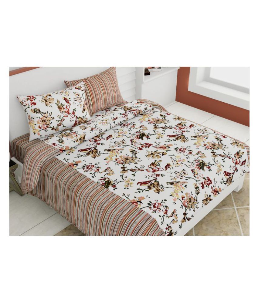 Rajasthani Art Cotton Double Bedsheet with 2 Pillow Covers ( 279 cm x