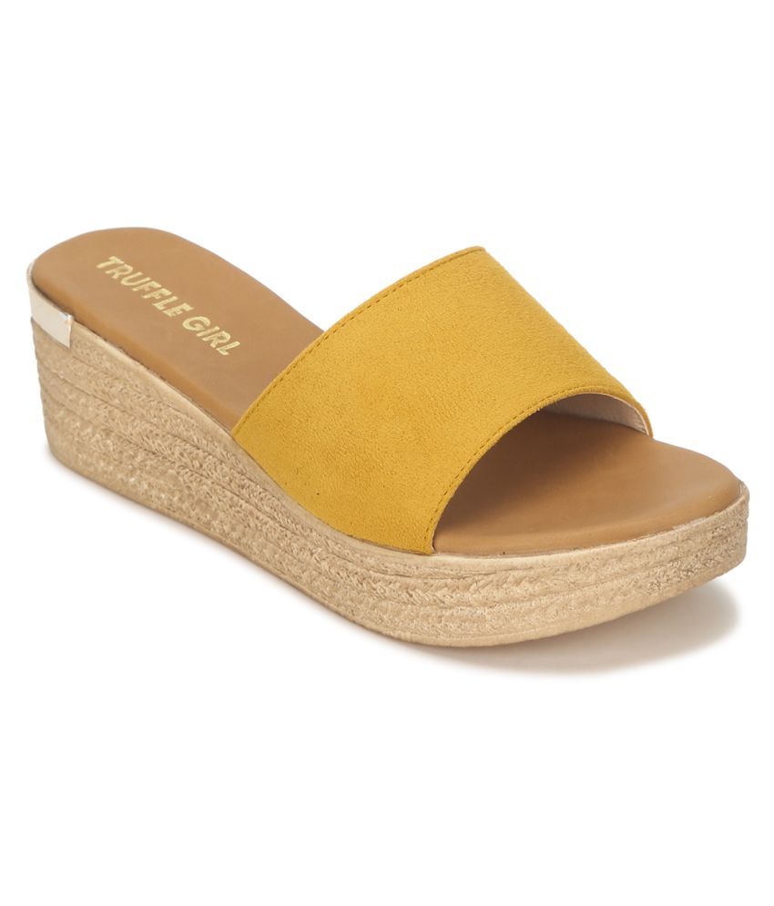 yellow wedges heels