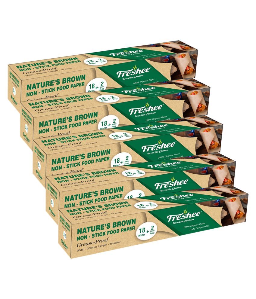     			Freshee Pack of 5 Greaseproof Paper Nature's Brown 20m x 300mm