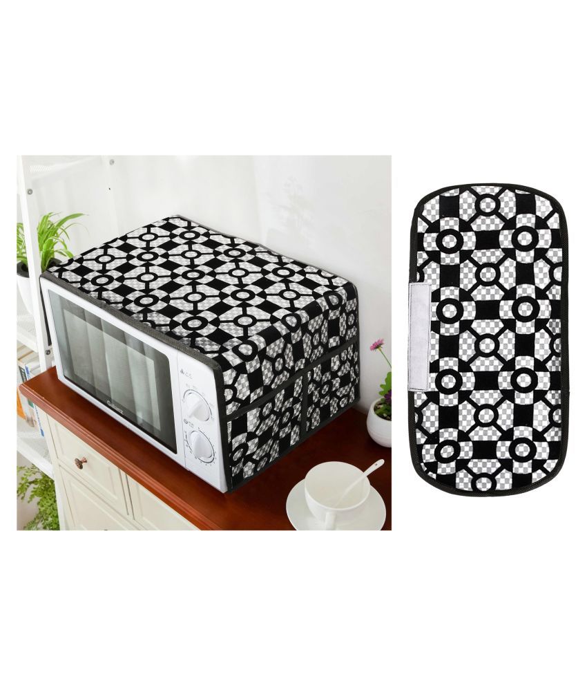     			E-Retailer Set of 2 Polyester Black Microwave Oven Cover -