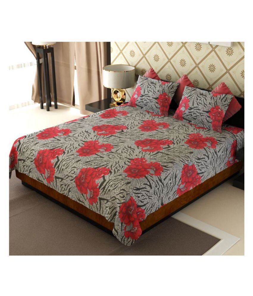     			Home Candy Poly Cotton Double Bedsheet with 2 Pillow Covers ( 230 cm x 220 cm )