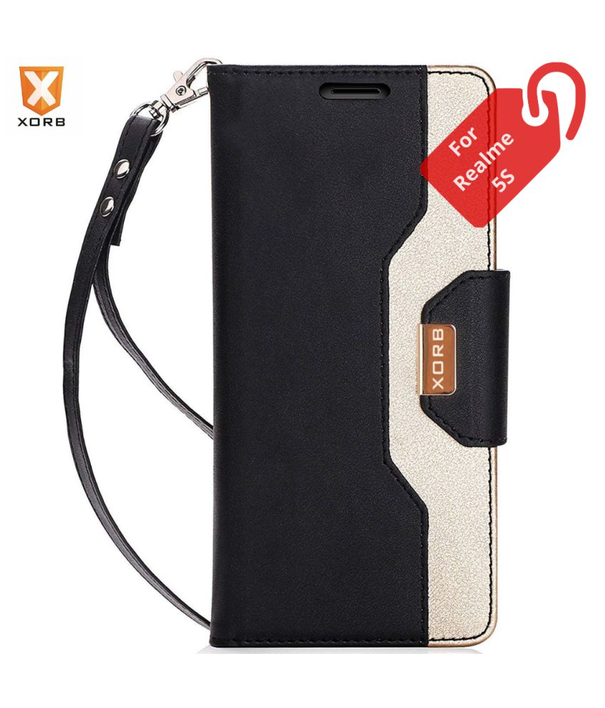 Realme 5s Flip Cover by XORB Black Flip Covers Online at Low Prices