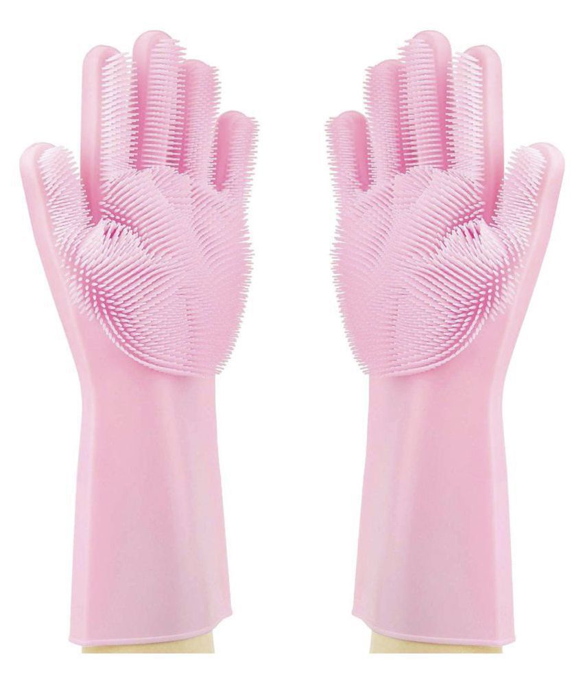 Silver Shine Magic Silicone Scrub Polyester Large Cleaning Glove