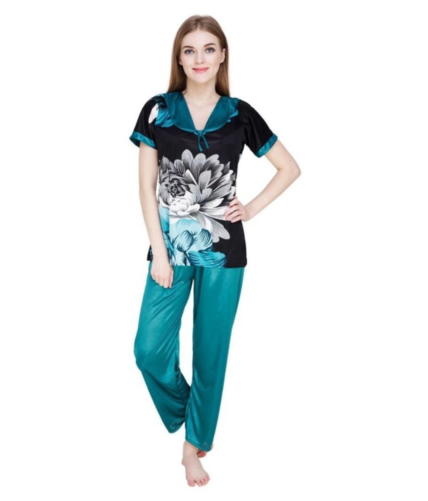 Buy ARARA Satin Pajamas - Turquoise Single Online at Best Prices in ...