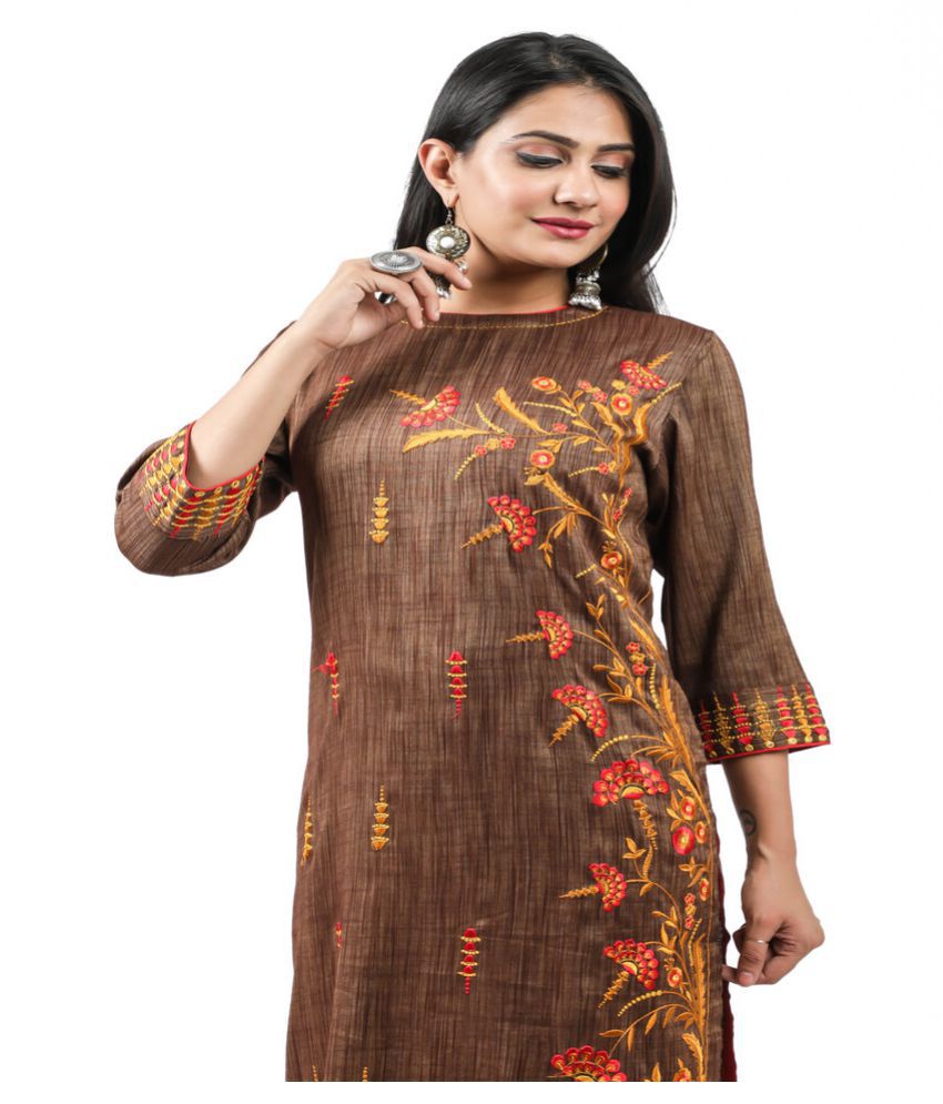 Ankita Fashion Brown Rayon Straight Kurti - Buy Ankita Fashion Brown ...