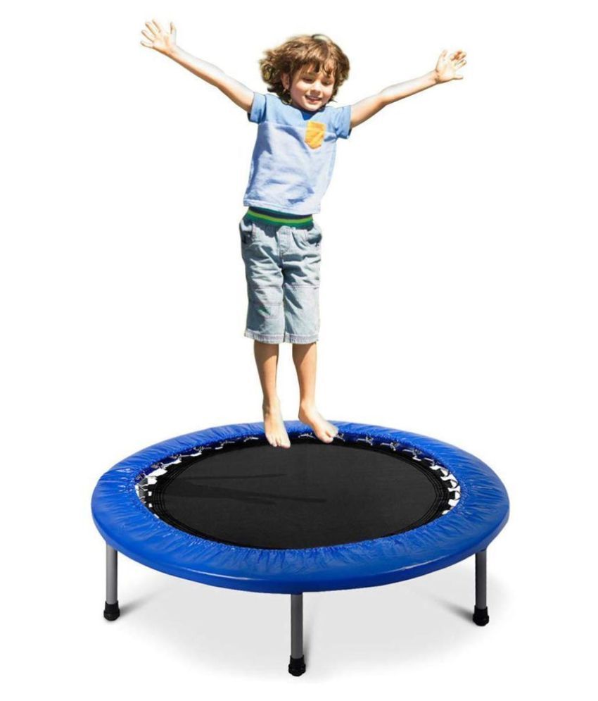 child jumping on trampoline