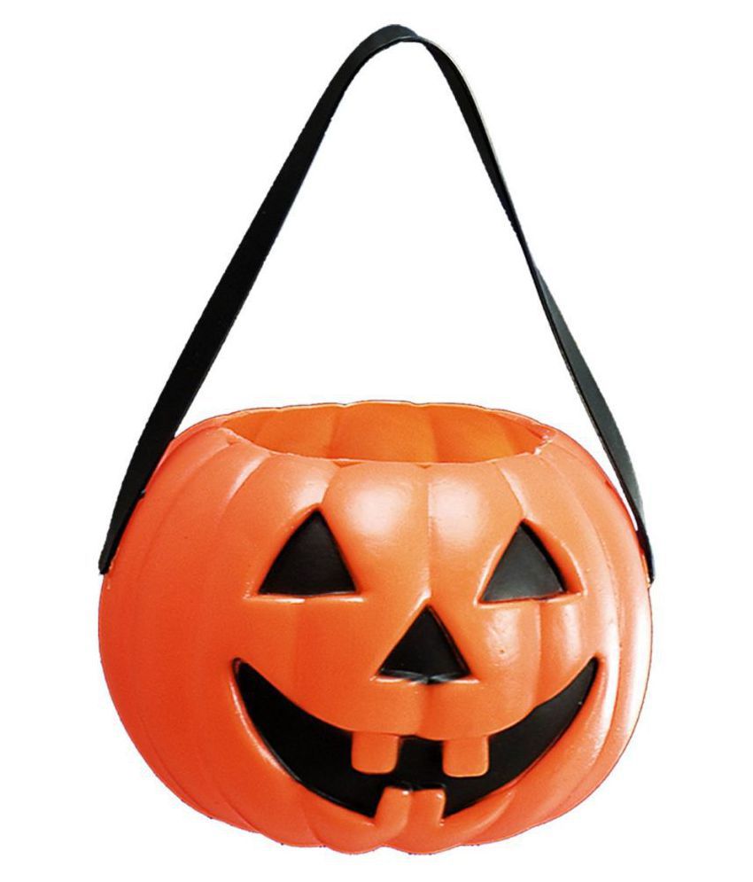     			Kaku Fancy Dresses Halloween Pumpkin Baskets for Kids | Halloween Pumpkin Trick or Treat Plastic Basket | Halloween Decoration Prop - Medium, Pack of 1