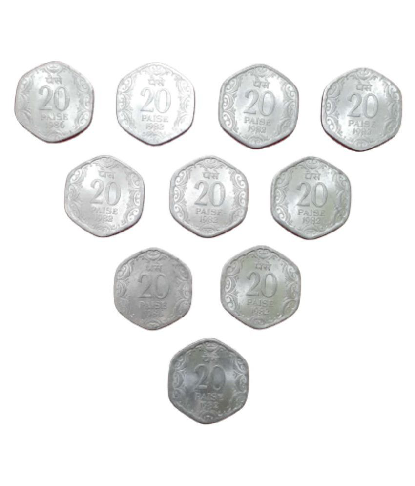     			Hop n Shop - Extremely Rare Republic India 20 Paise 10 Numismatic Coins