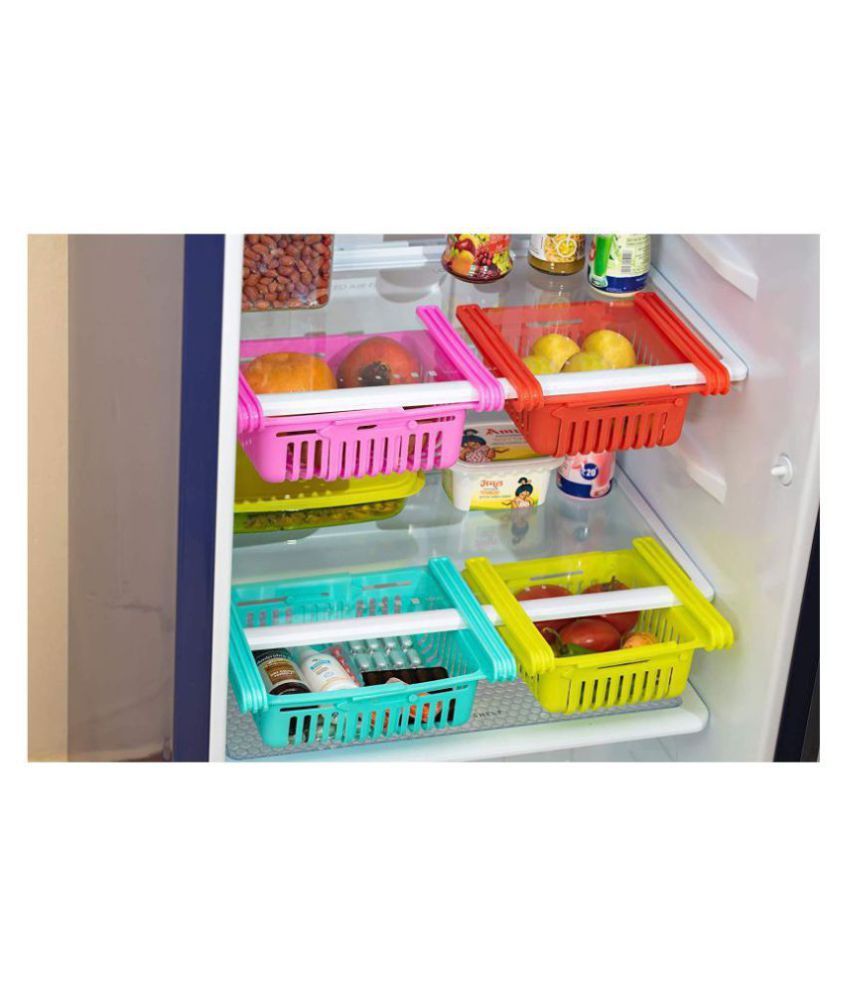 KeyDus Fridge Storage Basket Expandable Adjustable Storage Refrigerator