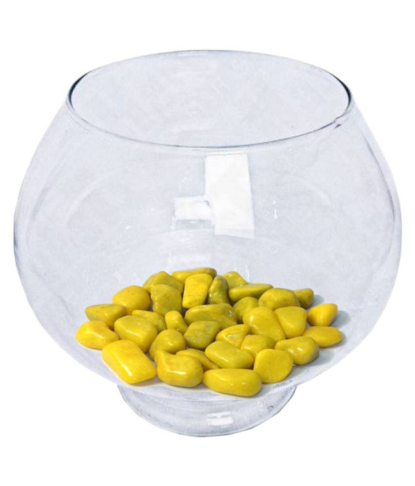 AFAST Transparent Round Glass Fish Pot For Zoom View With Colorful Stones, 6 Inch Table Top Buy
